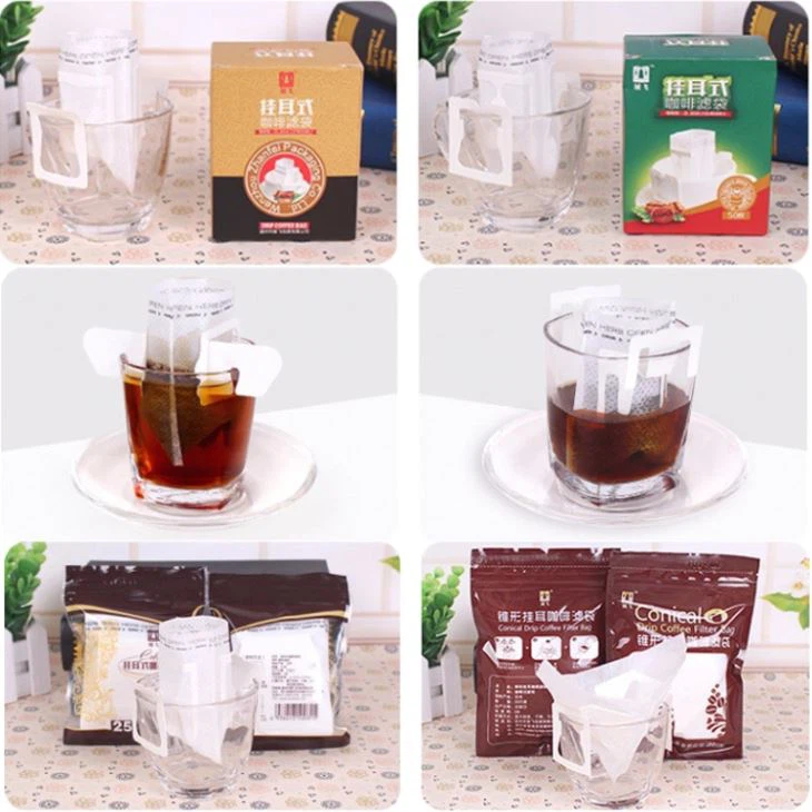 Konisk dropp kaffe Fliter väska med örat